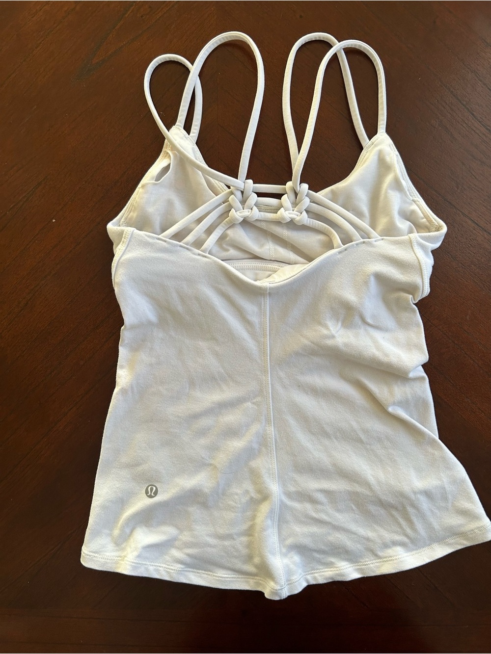 lululemon athletica white strappy cami tank with knotted back size 4